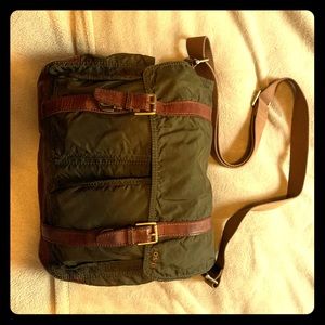 Men’s Fossil Nylon/Leather Army Green Messenger